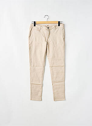 Pantalon chino fermeture zippée sous rabat boutonné taille normale beige LABDIP femme