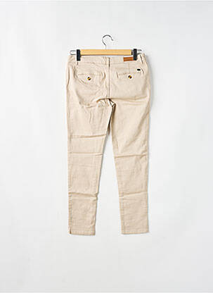 Pantalon chino fermeture zippée sous rabat boutonné taille normale beige LABDIP femme