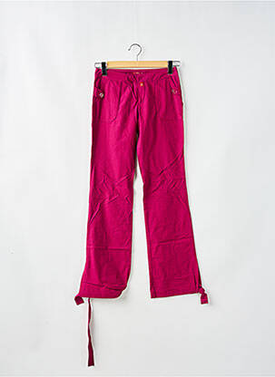 Pantalon droit fermeture zippée sous rabat avec crochet taille basse rose BE YOU K femme