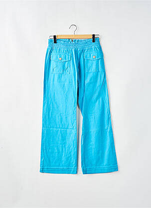 Pantalon droit tissage popeline taille basse bleu BSA femme