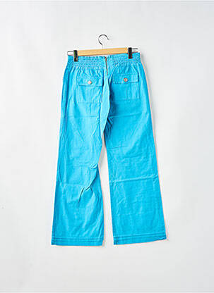 Pantalon droit tissage popeline taille basse bleu BSA femme