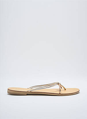 Tongs matière lisse talon plat jusqu'à 3cm argent NICOLAS LAINAS femme