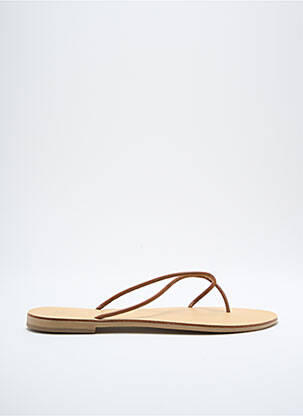 Tongs matière lisse talon plat jusqu'à 3cm marron NICOLAS LAINAS femme