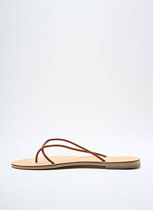 Tongs matière lisse talon plat jusqu'à 3cm marron NICOLAS LAINAS femme