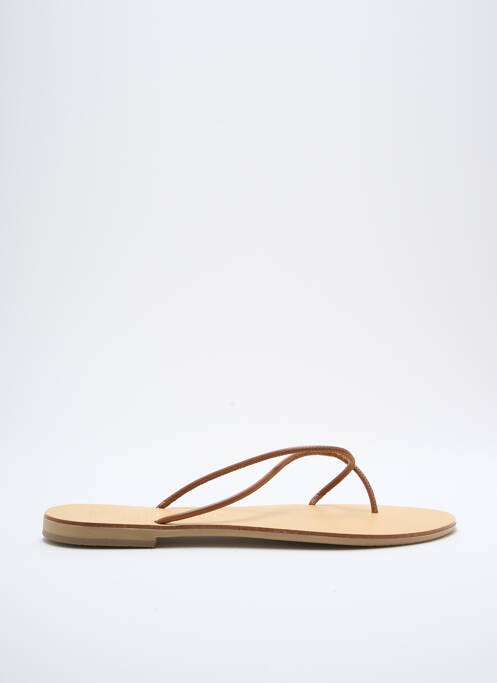Tongs matière lisse talon plat jusqu'à 3cm marron NICOLAS LAINAS femme