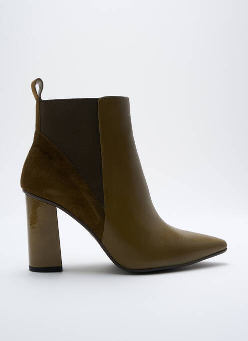 Bottines/boots matière lisse talon de 7 à 9cm vert LODI femme