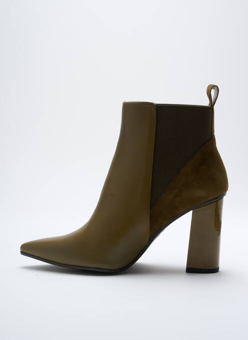 Bottines/boots matière lisse talon de 7 à 9cm vert LODI femme