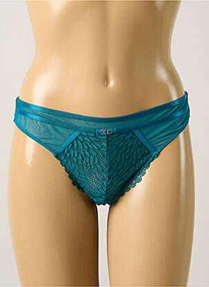 Tanga tissage dentelle bleu MORGAN femme