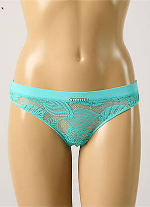 Tanga tissage dentelle bleu MORGAN femme