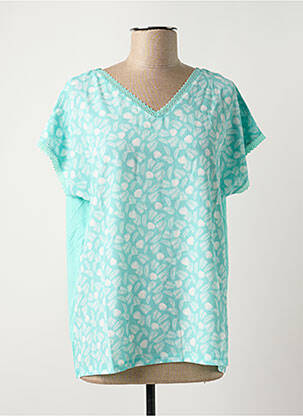 Top imprimé fantaisie manches courtes bleu clair DAMART femme