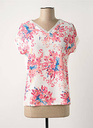 Top tissage crêpe manches courtes blanc DAMART femme