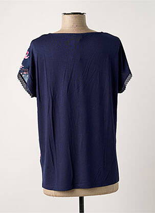 Top tissage crêpe manches courtes bleu DAMART femme
