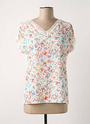 Top imprimé fantaisie manches courtes blanc DAMART femme