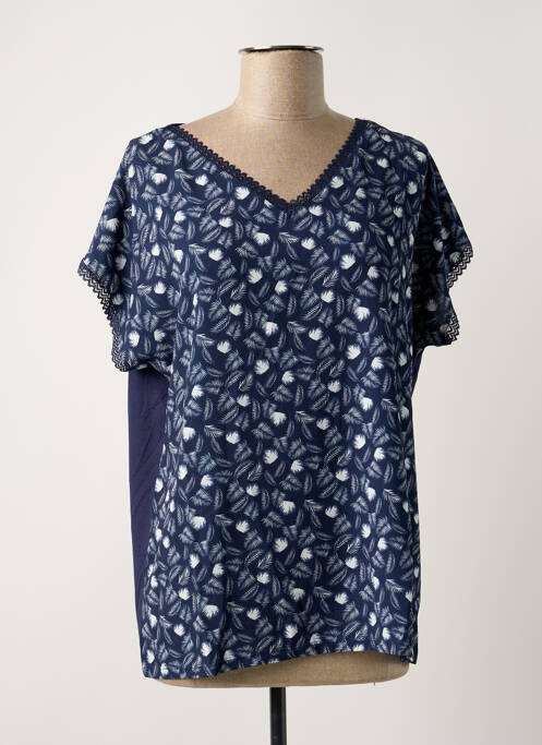 Top imprimé fantaisie manches courtes bleu DAMART femme