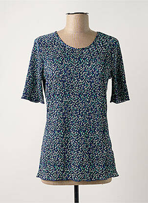 Top tissage crêpe manches courtes bleu DAMART femme