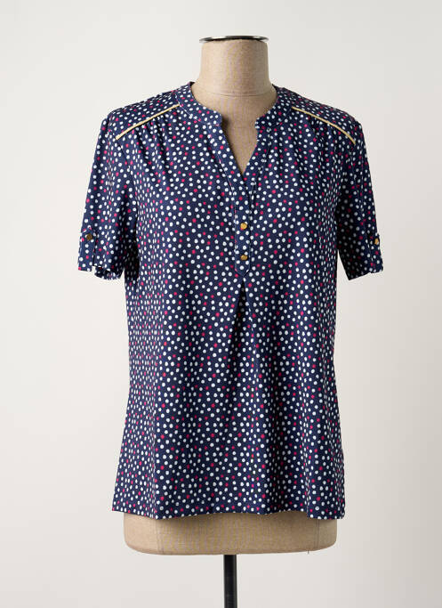 Top tissage jersey manches courtes bleu DAMART femme