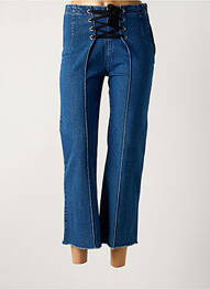 Pantalon 7/8 taille haute taille haute bleu LAAGAM femme