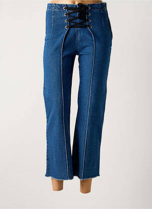 Pantalon 7/8 taille haute taille haute bleu LAAGAM femme