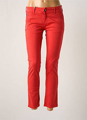 Pantalon 7/8 taille à pinces rouge DONOVAN femme