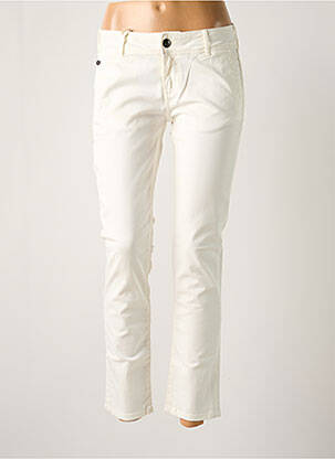 Pantalon 7/8 tissage popeline blanc DONOVAN femme