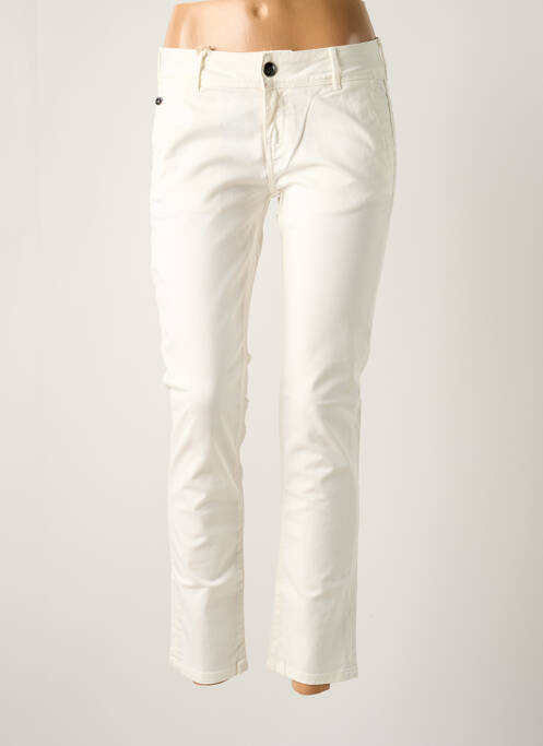 Pantalon 7/8 tissage popeline blanc DONOVAN femme