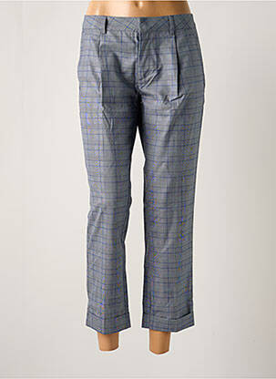 Pantalon 7/8 fermeture zippée sous rabat avec crochet taille normale bleu REIKO femme