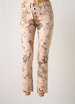 Jeans coupe slim stretch taille basse rose PLEASE femme