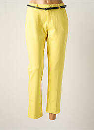 Pantalon chino fermeture zippée sous rabat avec crochet taille normale jaune MAISON SCOTCH femme