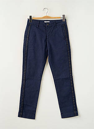 Pantalon chino broderie galons latéraux taille basse bleu MKT STUDIO femme