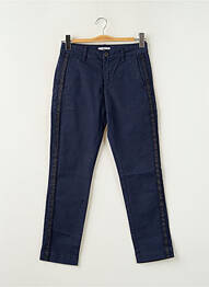 Pantalon chino broderie galons latéraux taille basse bleu MKT STUDIO femme
