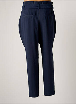 Pantalon droit tissage crêpe taille haute bleu ICHI femme