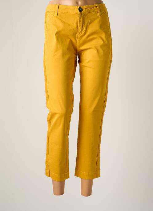 Pantalon chino broderie galons latéraux taille basse jaune MKT STUDIO femme