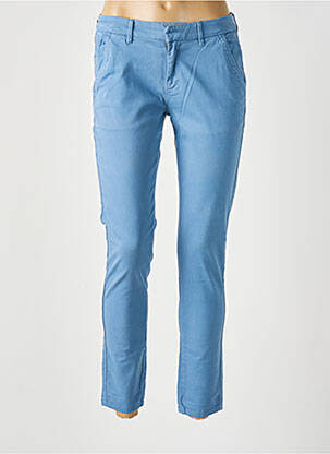 Pantalon chino tissage popeline bleu REIKO femme