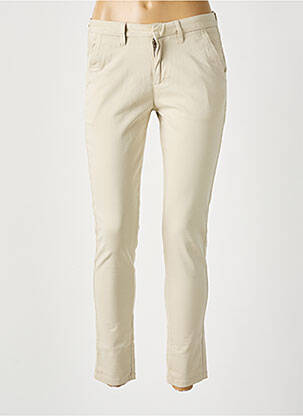 Pantalon chino tissage popeline beige REIKO femme