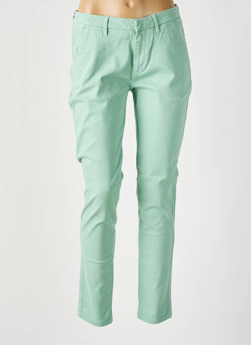 Pantalon chino tissage popeline vert REIKO femme