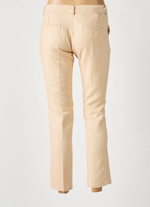 Pantalon chino fermeture zippée sous rabat avec crochet taille haute beige REIKO femme