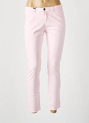 Pantalon chino fermeture zippée sous rabat boutonné rose SCHOOL RAG femme
