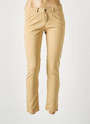 Pantalon chino fermeture zippée sous rabat boutonné beige SCHOOL RAG femme