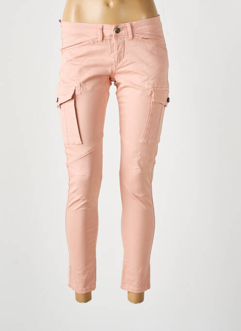 Pantalon chino fermeture zippée sous rabat boutonné rose TEDDY SMITH femme