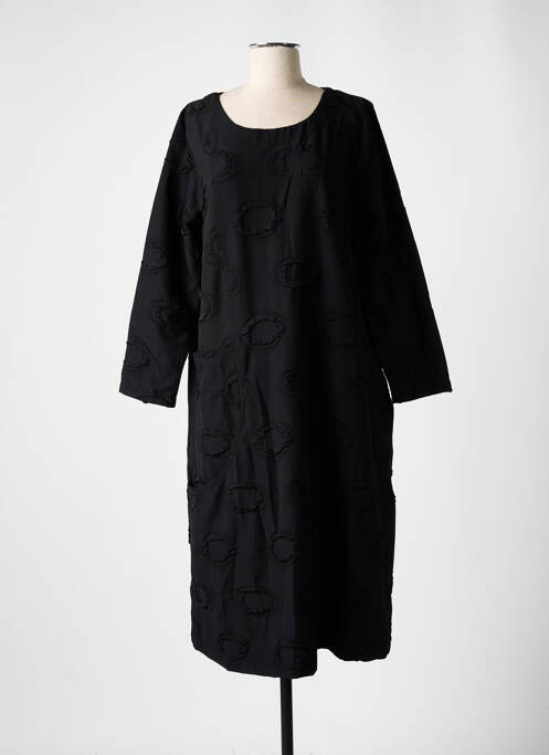 Robe mi-longue manches longues manches longues noir KOKOMARINA femme
