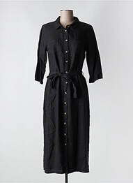 Robe longue tissage crêpe manches 3/4 noir SIGNE NATURE femme