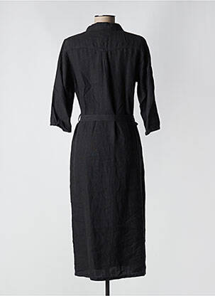 Robe longue tissage crêpe manches 3/4 noir SIGNE NATURE femme