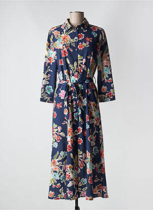 Robe longue imprimé fleurs manches 3/4 bleu SIGNE NATURE femme