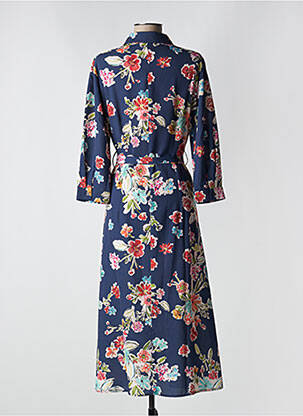Robe longue imprimé fleurs manches 3/4 bleu SIGNE NATURE femme