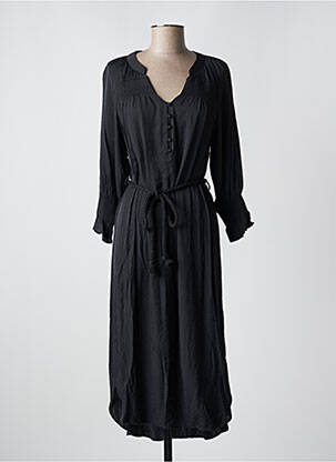 Robe mi-longue coupe fluide manches 3/4 noir CREAM femme
