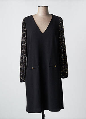 Robe courte manches longues manches longues noir EMA BLUE'S femme