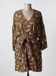 Robe mi-longue coupe fluide manches longues orange ORFEO femme