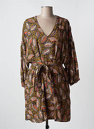 Robe mi-longue coupe fluide manches longues orange ORFEO femme