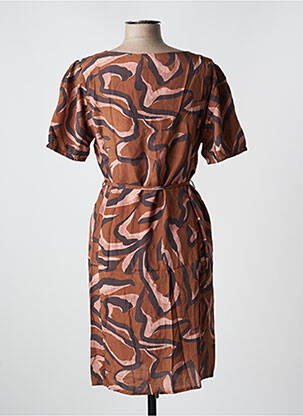 Robe mi-longue imprimé fantaisie manches courtes marron CREAM femme