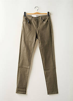 Pantalon slim tissage enduit taille haute vert C'EST BEAU LA VIE femme